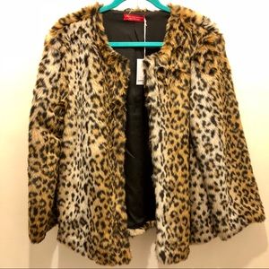 NWT Philanthropy Faux Fur Leopard Jacket